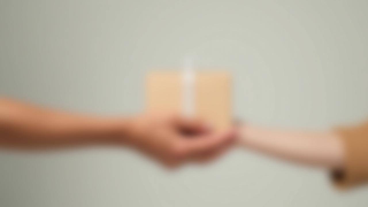 Een gestileerde afbeelding van een product dat direct van de hand van het merk naar de hand van de klant wordt overhandigd, zonder tussenkomst van platforms.