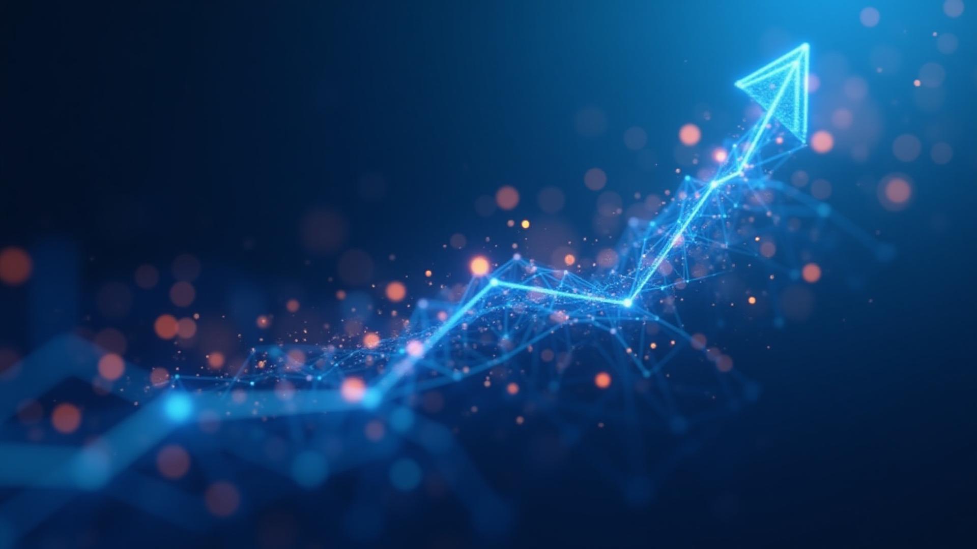 Abstracte weergave van datastromen en groei, symbolisch voor e-commerce strategie